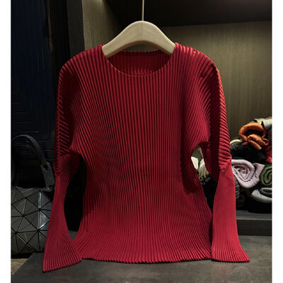 Niche Design Women's Tops New Autumn Casual Classy Elegant Simple Solid Color O-Neck Long-Sleeved Polyester Anti-pilling Tops