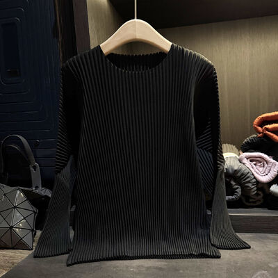 Niche Design Women's Tops New Autumn Casual Classy Elegant Simple Solid Color O-Neck Long-Sleeved Polyester Anti-pilling Tops