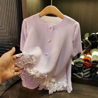 Autumn Woven Breathable Full Sleeve Casual Mesh Blouses Women Diamonds Shirts Tops Wholesale