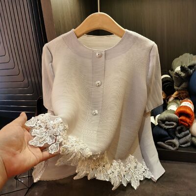 Autumn Woven Breathable Full Sleeve Casual Mesh Blouses Women Diamonds Shirts Tops Wholesale