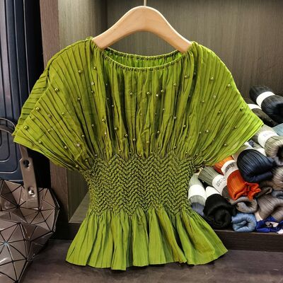 Women's Summer Sleeveless Ruffle Top Eco-Friendly 3D Plaid Color Blocked Print Diamonds Hole Patches Breathable Irregular