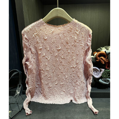 High-End Pleated 2025 Autumn New Fashion Versatile Loose Long Anti-pilling Casual Korean Style Women's Top