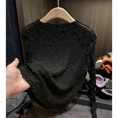 High-End Pleated 2025 Autumn New Fashion Versatile Loose Long Anti-pilling Casual Korean Style Women's Top