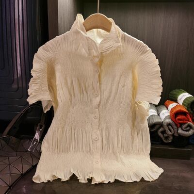 Women's Elegant Loose-Fitting Slimming Top Stand-Up Collar  Craftsmanship Breathable Sweat-Absorbent Heavy Blouses Shirts