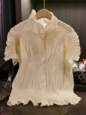 Women's Elegant Loose-Fitting Slimming Top Stand-Up Collar  Craftsmanship Breathable Sweat-Absorbent Heavy Blouses Shirts