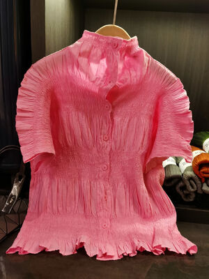 Women's Elegant Loose-Fitting Slimming Top Stand-Up Collar  Craftsmanship Breathable Sweat-Absorbent Heavy Blouses Shirts