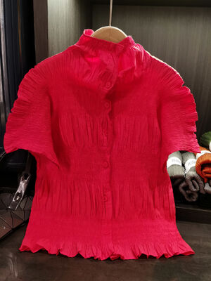 Women's Elegant Loose-Fitting Slimming Top Stand-Up Collar  Craftsmanship Breathable Sweat-Absorbent Heavy Blouses Shirts