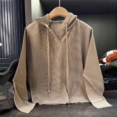 Autumn Winter New Zipper Sweatshirt Sports Japanese Style Hoodie Elegant Casual Loose Plus Size Ruched Long Polyester Knitted