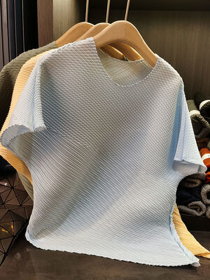 Women's Unique Design Solid Color Ruched Waist T-Shirt Niche Chic Short Sleeve Top Loose Slimming Age-Reducing Casual Summer