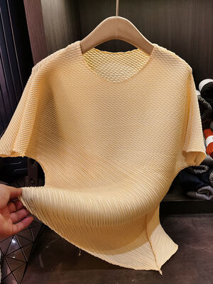 Women's Unique Design Solid Color Ruched Waist T-Shirt Niche Chic Short Sleeve Top Loose Slimming Age-Reducing Casual Summer