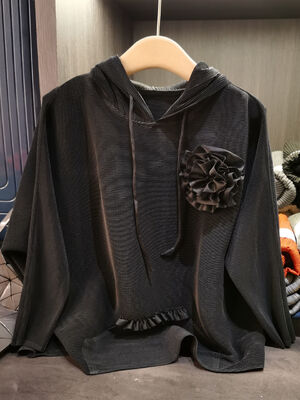 Stylish Plus-Size Loose Slimming Long-Sleeve Sweatshirt T-Shirt High-End Summer Casual Versatile Solid Breathable Polyester