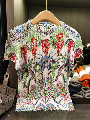 Women's Unique Designer Ethnic-Style Vintage Print T-Shirt Simple Casual Versatile Stylish Short-Sleeve Top Anti-Pilling Summer