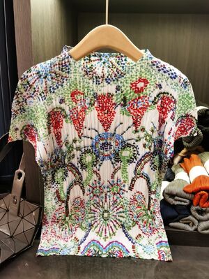 Women's Unique Designer Ethnic-Style Vintage Print T-Shirt Simple Casual Versatile Stylish Short-Sleeve Top Anti-Pilling Summer