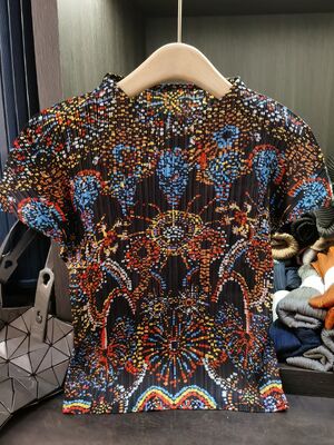 Women's Unique Designer Ethnic-Style Vintage Print T-Shirt Simple Casual Versatile Stylish Short-Sleeve Top Anti-Pilling Summer