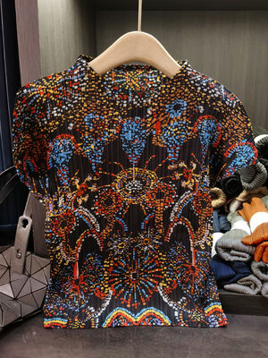 Women's Unique Designer Ethnic-Style Vintage Print T-Shirt Simple Casual Versatile Stylish Short-Sleeve Top Anti-Pilling Summer