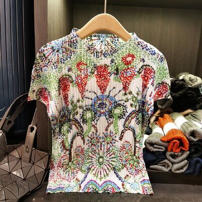 Women's Unique Designer Ethnic-Style Vintage Print T-Shirt Simple Casual Versatile Stylish Short-Sleeve Top Anti-Pilling Summer