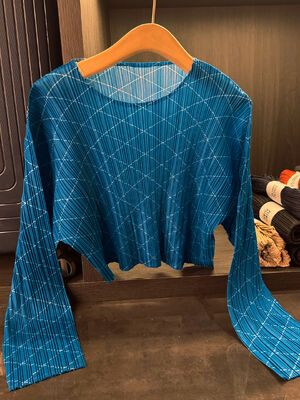 Autumn New Style High-End Plaid Print T-Shirt Elegant Versatile Slimming Casual Long Sleeve Top Made Anti-Pilling Polyester