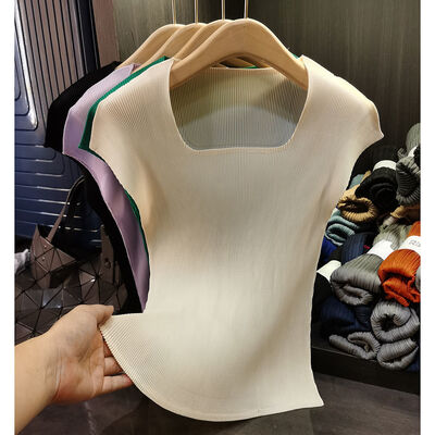 Niche High-End Women's Summer T-Shirt Elegant Slim-Fit Sleeveless Age-Reducing Square Collar All-Match Solid Color New Elegant