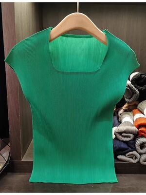 Niche High-End Women's Summer T-Shirt Elegant Slim-Fit Sleeveless Age-Reducing Square Collar All-Match Solid Color New Elegant