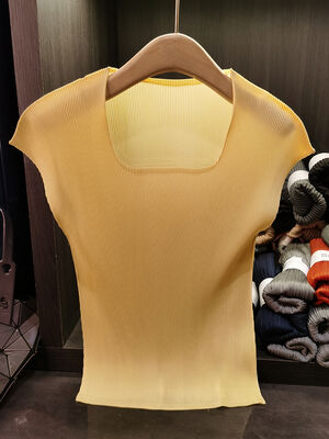 Niche High-End Women's Summer T-Shirt Elegant Slim-Fit Sleeveless Age-Reducing Square Collar All-Match Solid Color New Elegant