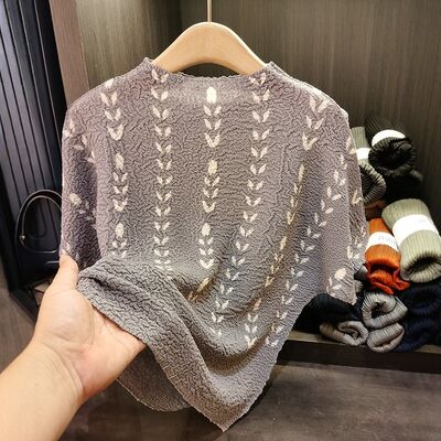 Eco-Friendly Polyester Soft Comfortable Striped Print Short Sleeve T-Shirt Elegant Simple Loose Casual Solid Color for Spring