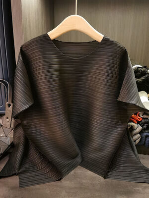 Women's Elegant Neck All-Match T-Shirt New Fashion Casual Commuter Top Commuter Elegant Loose Slimming Solid Color Short Summer