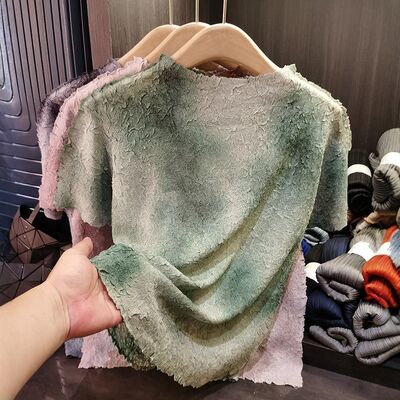 High-End Crepe Top Spring Summer T-Shirt New Short Sleeve Round Neck Stretch Slim Fit Tea Style Solid Color Anti-Pilling