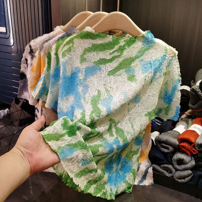 Women's New Summer Slim Fit Pleated T-Shirt Leopard Print Round Neck Short Sleeve Pullover Comfortable Casual Polyester