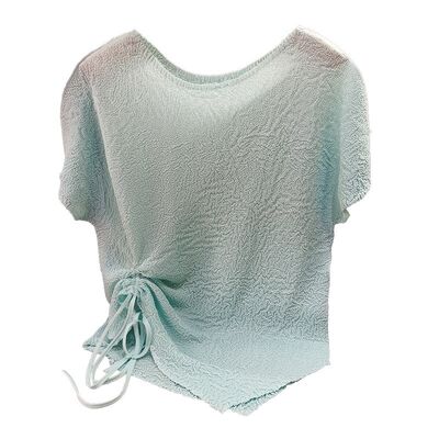 Women's Summer Casual T-Shirt Top Fresh Sweet Bow Tie Design in Solid Colors Round Neck Slimming Style Anti-Pilling Feature