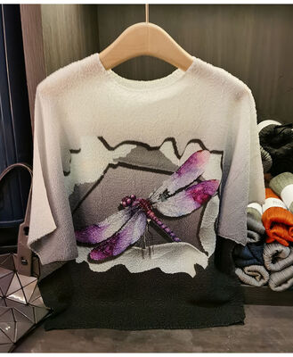 Women's Loose Slim-Fit Short-Sleeved T-Shirt All-Match Casual Top with Anti-Pilling Knitted Fabric Summer Digital Printing