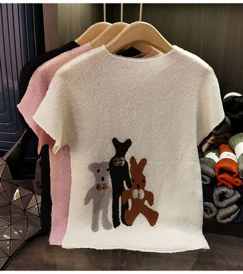 Women's Loose Fit Summer T-Shirt Casual Jersey Anti-Pilling with Digital Printed Cartoon Fashion Design
