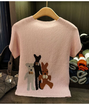 Women's Loose Fit Summer T-Shirt Casual Jersey Anti-Pilling with Digital Printed Cartoon Fashion Design