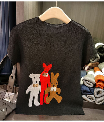 Women's Loose Fit Summer T-Shirt Casual Jersey Anti-Pilling with Digital Printed Cartoon Fashion Design