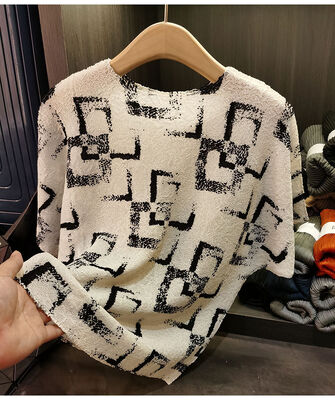 Women's Casual Bat-Sleeved T-Shirt Short-Sleeved Summer New Style Woven Polyester Loose Fit Front Logo Simple Print