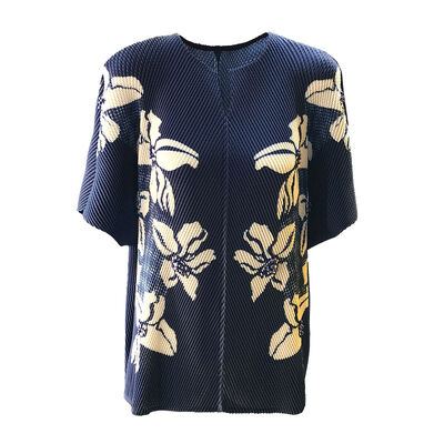 Niche Design High-End Women's V-Neck T-Shirt  Dragon Scale Pleated Print Commuter Loose Plus Size Casual Short Summer