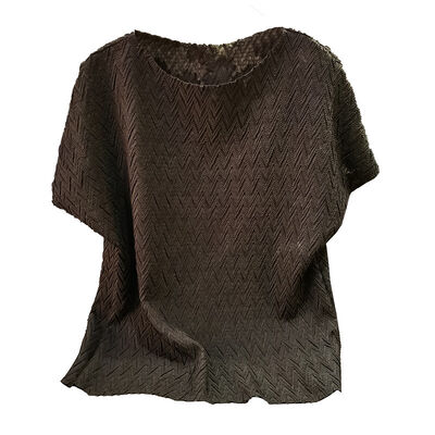 Summer High-End Elegant  Women's Top Youthful Casual Style Pleated Neck Batwing Sleeve T-Shirt Plus Size Solid Loose