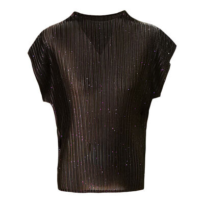 Versatile Slimming Bright Pink Pleated T-Shirt for Women Spring Summer Casual Style Loose Fit Knitted Top with Solid Pattern