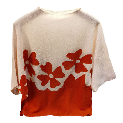 Summer Versatile Top Feminine Style Bat Color Blocked T-Shirt Folded Loose Large Size Breathable Design