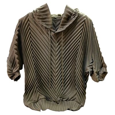 Hooded Pleated Lazy Style Summer Korean Version Loose Short Sleeved Solid Color T-shirt Top for Women
