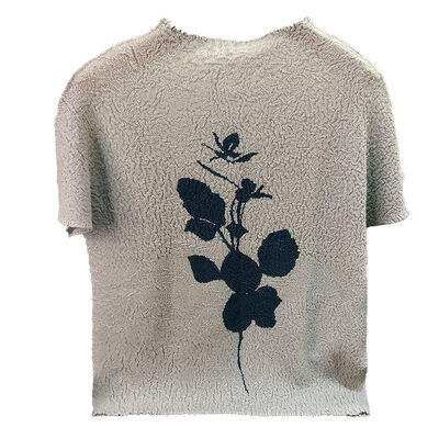 Women's Elegant Loose Half-High Collar Printed Short Sleeve T-Shirt High-End Knitted Fabric Casual Summer New Arrival