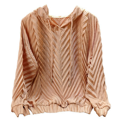 High-End Women's Pullover Top Spring New Casual Loose Plus Size Breathable Long Versatile Pleated Design Hooded