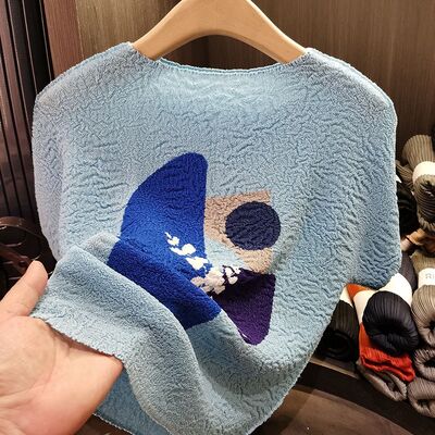 Women's French Style Short-Sleeved Printed T-Shirt  Casual Versatile Top Large Size Knitted Summer