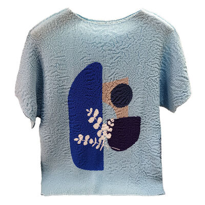 Women's French Style Short-Sleeved Printed T-Shirt  Casual Versatile Top Large Size Knitted Summer