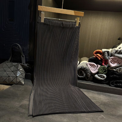 High-End Niche Design Autumn New Solid Color Casual A-Line Pleated Skirt Elegant and Graceful Elastic Waist Slit Straight