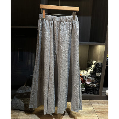 Jacquard pleated solid color midi skirt autumn new style elegant and slimming versatile elastic waist long skirt
