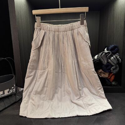 High-end Elegant Temperament Solid Color Quilted Half Skirt Women Autumn Winter New Thickened Slimming Versatile A-line Natural