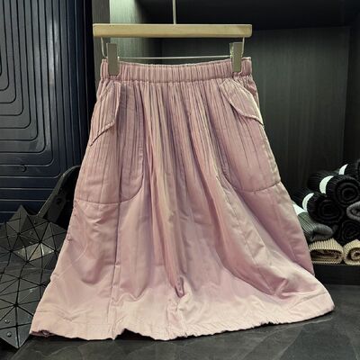 High-end Elegant Temperament Solid Color Quilted Half Skirt Women Autumn Winter New Thickened Slimming Versatile A-line Natural