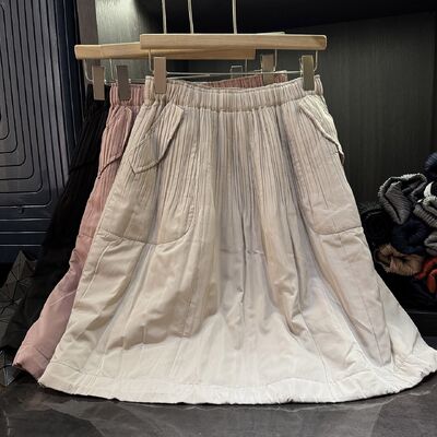 High-end Elegant Temperament Solid Color Quilted Half Skirt Women Autumn Winter New Thickened Slimming Versatile A-line Natural