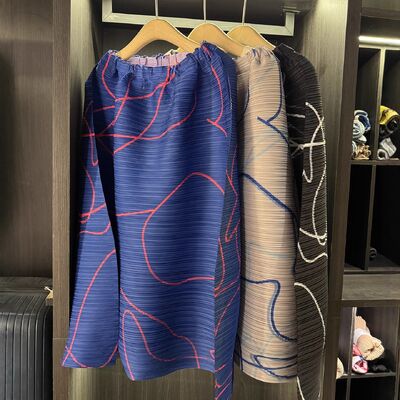 High-End Spring Autumn All-Match Slimming Skirt Casual Elegant with Pleated Loose Waist Irregular Printed Chiffon Plus Size