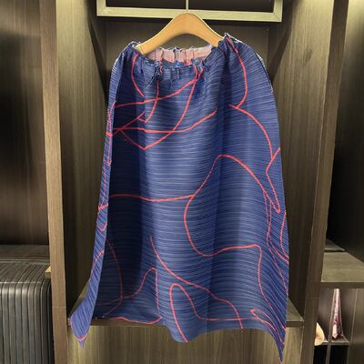 High-End Spring Autumn All-Match Slimming Skirt Casual Elegant with Pleated Loose Waist Irregular Printed Chiffon Plus Size